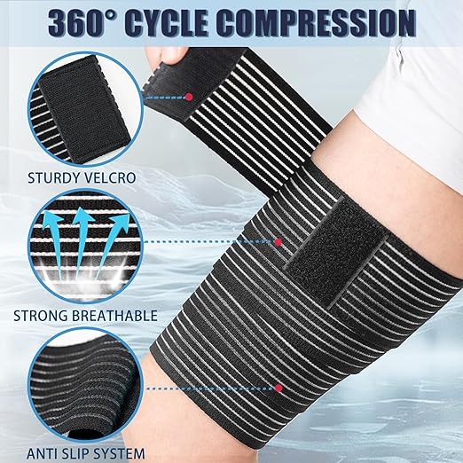 Zuscot 1 Pcs Hamstring & Thigh Compression Wrap, Adjustable Thigh Compression Brace, Quad Support for Men and Women, Versatile Compression Bandage for Knee, Calf, Arm