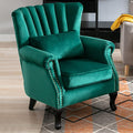 LZAREAL Accent Reading Arm Chairs Midcentury Modern Comfy Corner Sofa Chair, Wingback Waiting Room Club Chair with Tufted Back for Living Room/Bedroom/Reception Room, Velvet Green