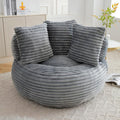 Bean Bag Chair, Corduroy Oversized Chair for Adults, Comfy Big Accent Sofa Lounge Floor Chair, Stuffed Bean Bag Couch for Gaming, Reading, Living Room, Bedroom, Grey
