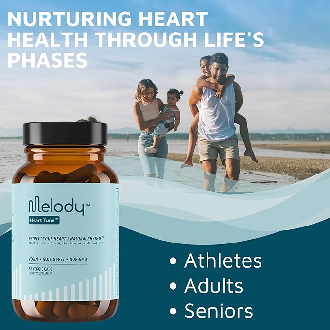 Heart Tune 4-in-1 Blood Pressure Support Supplements – 2 Month Supply – 2,400 FU Nattokinase, 4,500mg Reishi Mushroom & Hawthorn – Dr. Formulated for Vascular Circulation & Flow – 60 Vegan Capsules