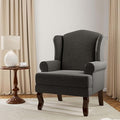 DREAMSIDEA Accent Chair, High Back Upholstered Armchair with High Resilience Sponge & Wood Legs, Mid-Century Modern Comfy Single Sofa Reading Chairs for Living Room, Bedroom (Dark Grey, Set of 1)