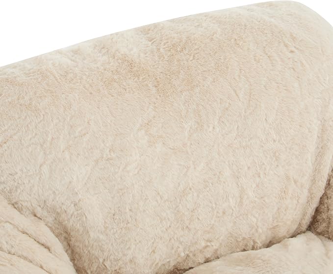 Indoor Bean Bag Chair,Plush Faux Fur Armchair,Ergonomic Back Support, Shredded Foam Fill, Compact Lounge Chair Space-Saving Ergonomic Seating for Living Room Bedroom Office,Beige