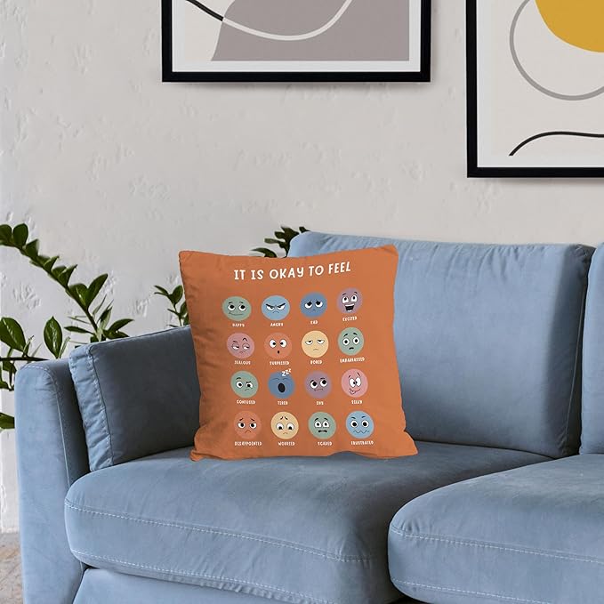 Nogrit Counseling Office Must Haves Throw Pillow Cover, Calming Corner, Mental Health Pillowcase Decor for Home Kids,Mental Health Counselor Gifts, Calming Corner Pillow Covers 20x20 Orange