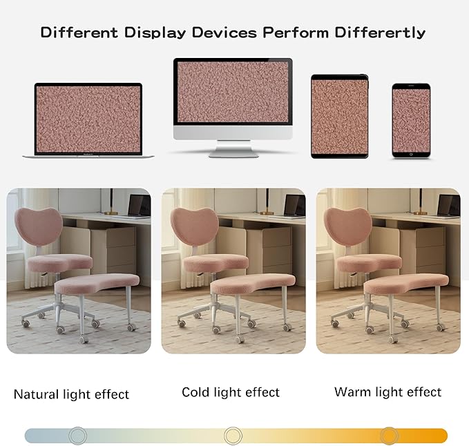 Meditation Chair with Lumbar Support,360° Swivel Cross Legged Chair with Wheels, Ergonomic Cross Legged Office Chair for Adults with ADHD, Height-Adjustable Yoga Chair, Teddy Fabric, Pink