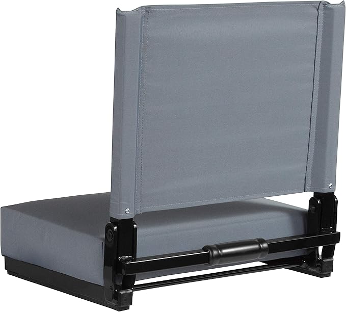 Flash Furniture Grandstand Portable Stadium Seat for Bleachers or Benches, Folding Padded Stadium Chair with Carrying Handle, 500 lb. Weight Capacity, Gray