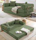 78" Convertible Sleeper Sofa Bed, Corduroy Folding Sofa Bed with Fixed-Shape Frame, Fold Out Floor Mattress Couch, Lazy Compression Sofas for Living Room, Bedroom, No Assembly Required, Green