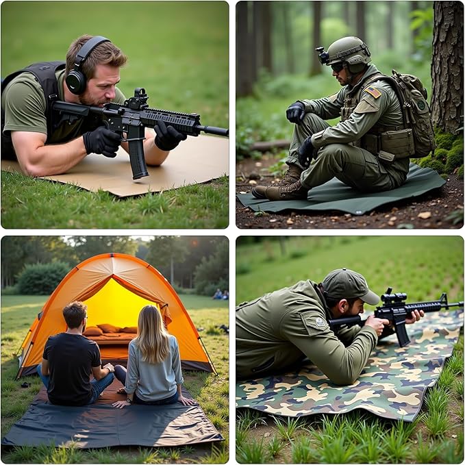 Outdoor Camping Tactical Training Shooting Mat Anti Slip Pad, Waterproof and Moisture-Proof Folding Mat Picnic Blanket Portable with Carry Strap