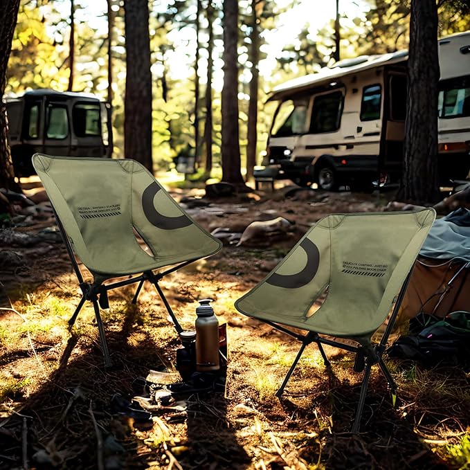 Lightweight Folding Camping Chair for Adults, Heavy Duty 270lbs Capacity Compact Backpacking Hiking Chair – Portable Durable Outdoor Chair with Ergonomic Support (Army Green)