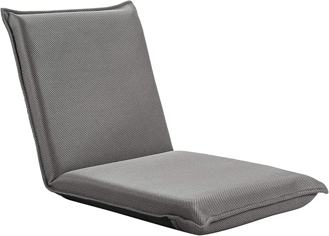 S AFSTAR Adjustable Floor Chair, Cushioned Lounger Recliner with 6-Position Comfortable Back Support & Thick Padded, Lazy Sofa Floor Gaming Chair, Floor Seat for Gaming Reading Meditation (Grey)