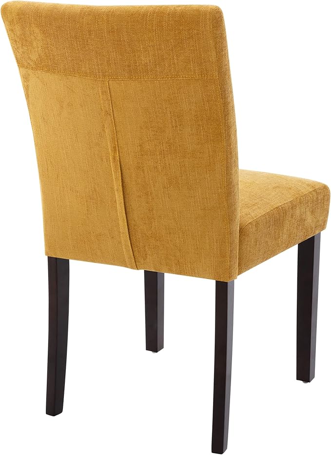 Watson & Whitely Upholstered Dining Chairs Set of 4, Fabric Armless Dining Room Chairs with Solid Wood Legs & Back Side Chair for Kitchen, Living Room, Restaurant, Bright Yellow