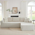 Vanress Cloud Couch Sectional, Corduroy Boneless Couch with L-Shape Chaise, Modern Modular Sectional Sofa Comfy Deep Seat for Living Room, Bedroom, No Assembly (White, Right Facing Chaise)