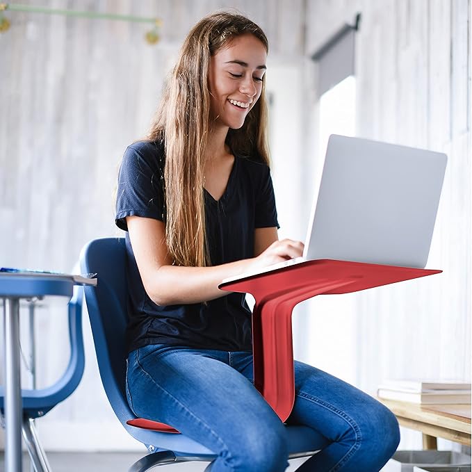 ECR4Kids The Surf Portable Lap Desk with Cushion , Flexible Seating, Red, 10-Piece