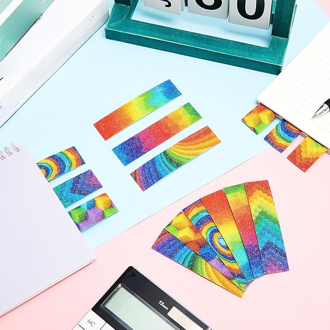 Gersoniel 72 Pcs Anxiety Sensory Stickers Strips Adhesive Textured Mental Health Calm Stickers Mindfulness Fidget Decals Stress Anxiety Relief Items for Therapy Office Desk Counselor(Rainbow)