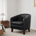 DREAMSIDEA Accent Barrel Chair, Upholstered Faux Leather Club Chair with Nailed Trim, Comfy Reading Armchair for Living Room Bedroom Reception Room Office (Black, Set of 1)
