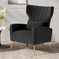 Nalupatio Modern Accent Chairs for Living Room Chairs Upholstered Velvet Fabric Reading Chair Mid Century Arm Chair Comfy Armchair,Black