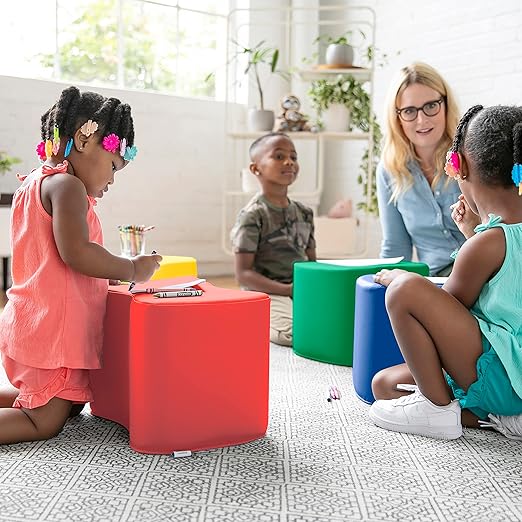 ECR4Kids SoftZone Toddler Modular Stool Set, Flexible Seating, Assorted, 6-Piece