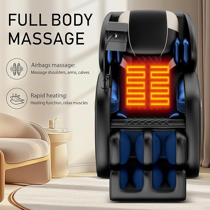 2026 Massage Chair for Full Body 4D Zero Gravity, with Body Scan & Heat Therapy, SL-Track Shiatsu Foot Rollers, Yoga Stretch, Heating Function, for Home Office Use (Model 3)