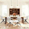 VATROS Dining Chairs Set of 6, 360° Swivel Upholstered Mid-Century Modern Kitchen Dining Room Chairs, Armless Faux Leather Accent Side Chair with Padded Back, Metal Legs for Living Room Bedrooms,White