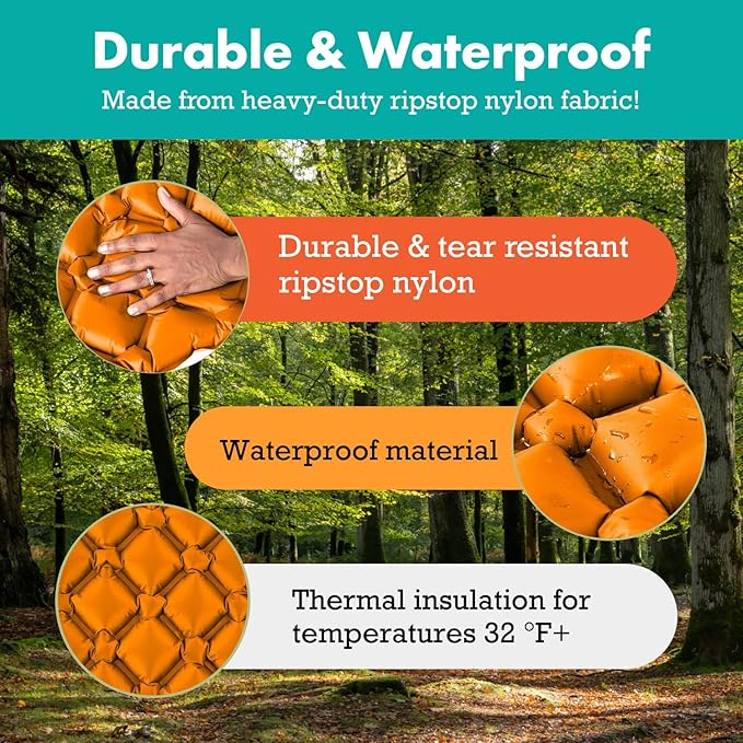 Sleepingo Ultralight Sleeping Mat - Inflatable & Compact Camping Air Mattress for Backpacking, Hiking- New