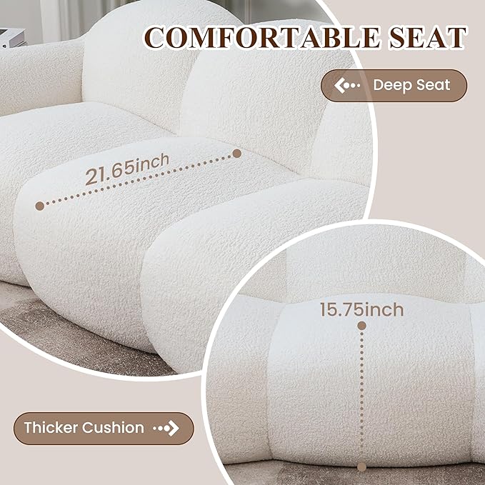 WJShome Cloud Shaped Couches for Living Room, Modern Upholstered Bubble Lazy Floor Couch, Cozy Leisure Boneless Chaise Lounge, Apartment-No Assembly Required (White)