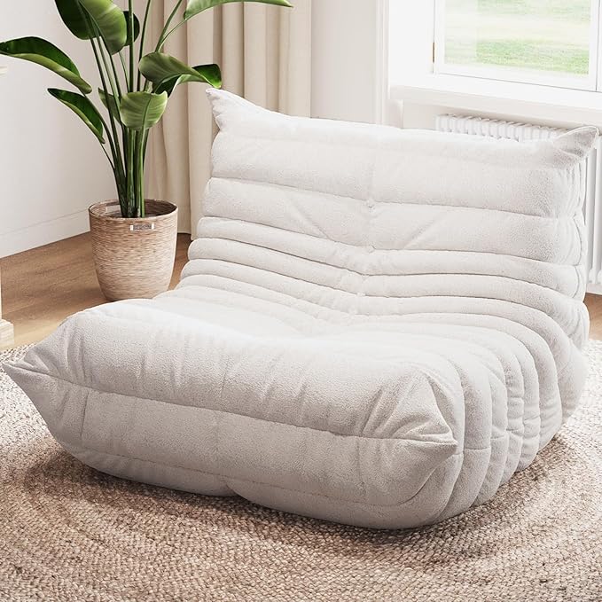 Selyteramy Oversized Bean Bag Chairs for Adults, Giant Beanbag Chair with Memory Foam, Comfy Lounge Chair Lazy Sofa for Apartment, Living Room, Bedroom, Office(Teddy Fabric)