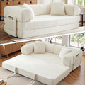 Chorlenimi Boneless Couch Futon Sofa Bed Sectional Couches for Living Room,Cloud Couch with Sleeper Sofa,Sofas for Living Room Oversized Corduroy Upholstered (White, 81 Inches (with Iron Frame))