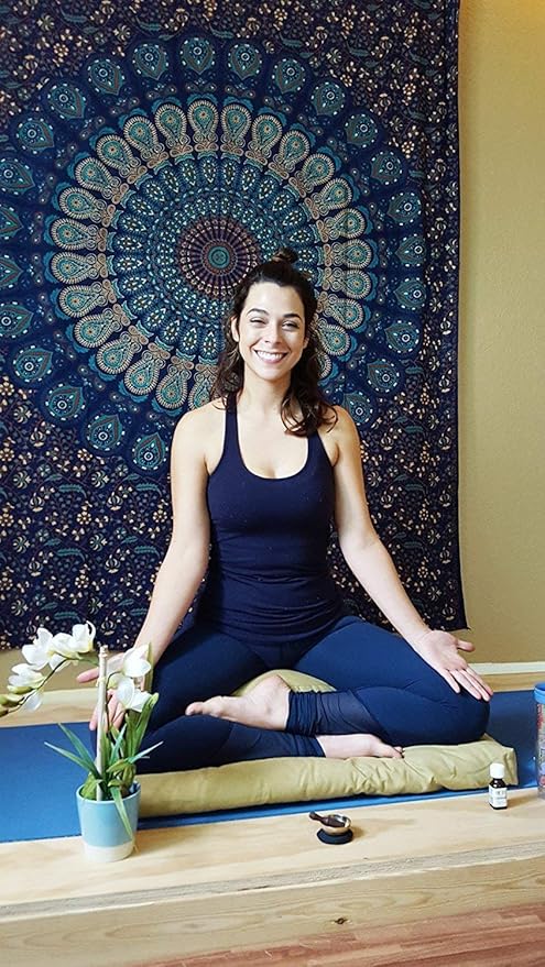 BEAN PRODUCTS Zafu Meditation Pillows for Sitting on Floor, Yoga Cushion, Cotton/Buckwheat fill Yoga Pillow, Zafu Meditation Cushion, Zen Kneeling Prayer Pad- MADE IN USA - 14" ROUND - BURGUNDY