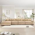 KEIKI 168" Oversized Corduroy Modular Cloud Sectional Sofa with High-Density Foam Cushions, Extra-Thick Armrest, Upholstered Modern 4-Seater Fluffy Corner Couch with 12 Pillow, for Living Room, Camel