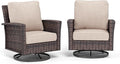 SUNSHINE VALLEY Patio Wicker Swivel Chairs Set of 2, Outdoor High Back Chairs with 5.5" Waterproof Cushions, Outdoor Furniture Set for Deck Porch and Yard, Peacock Blue