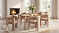 DAYALANE Modern Barrel Dining Chairs Set of 4, Upholstered Velvet Dining Room & Kitchen Chair with Curved Back, Comfy Accent Side Reading Armchair for Living Room Bedroom Kitchen Home Office, Khaki