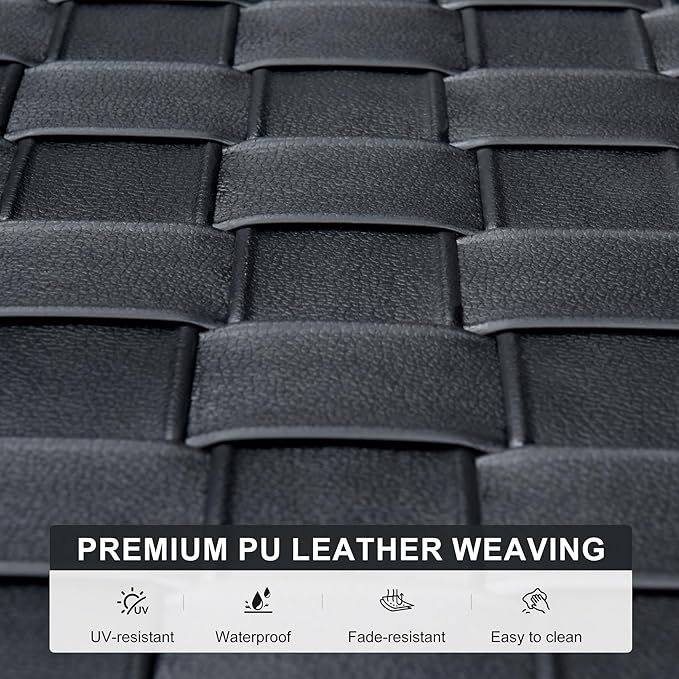 PURPLE LEAF Patio Lounge Chair Modern Luxury Outdoor Chaise Lounge 2 Pieces with Adjustable Backrest PU Leather Style Chaise Lounge Chairs for Pool Garden Backyard Beach, Black