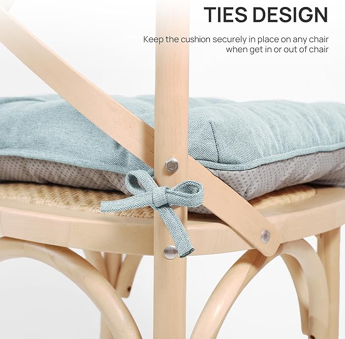 Love's cabin Memory Foam Chair Cushions Set of 4, Outdoor/Indoor Chair Pads for Dining Chairs 4 Pack, Seat Cushions for Kitchen, Dining Room, Office, Patio Chairs, 15.5"x15.5"x3.5" Light Blue
