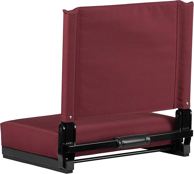 Flash Furniture Grandstand Portable Stadium Seat for Bleachers or Benches, Folding Padded Stadium Chair with Carrying Handle, 500 lb. Weight Capacity, Maroon