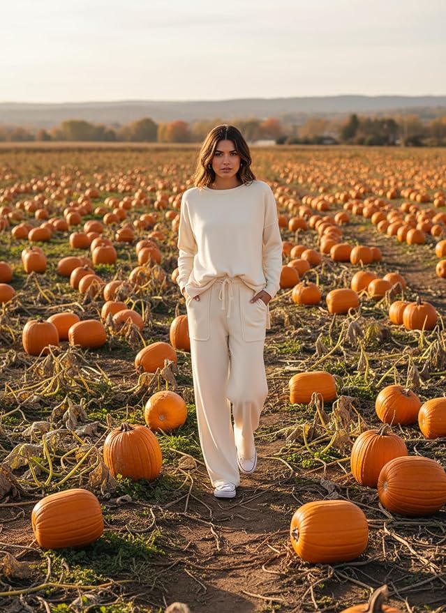 ETCYY NEW Lounge Sets for Women 2 Piece Outfits with Side Split Sweatshirt Tops and Wide Leg Sweatpants