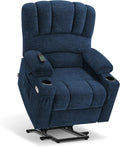 MCombo Power Lift Recliner Chair for Elderly, Lift Chair with Heat and Massage, USB &Type C Ports, Cup Holders, Fabric 7095 (Medium, Navy Blue)