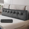 Z-hom King Size Wedge Headboard Pillow with 2 Roll Cushions, Large Reading Pillow for Bed Sitting Up, Triangular Backrest Cushion for Headboard, Supportive Pillow for Back Pain Relief, Grey