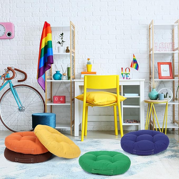 Gerrii 12 Pieces Classroom Floor Cushions with Handles Flexible Floor Seating Cushions Pillows School Chairs in Home School Classroom Kindergarten Daycare Nursery(Fancy Color,Round)