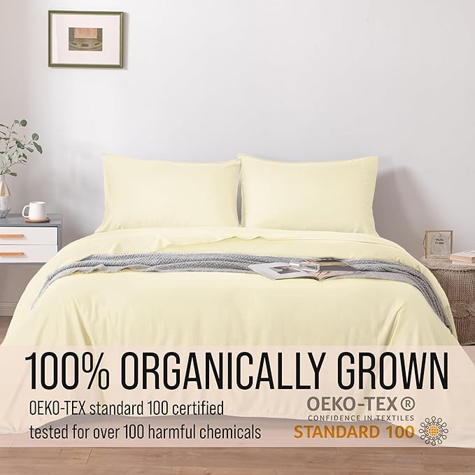 Bella Coterie Luxury Bamboo Viscose King Size Sheet Set | 100% Organically Grown | Ultra Soft | Cooling for Hot Sleepers | 18" Deep Pocket [Lemonade]