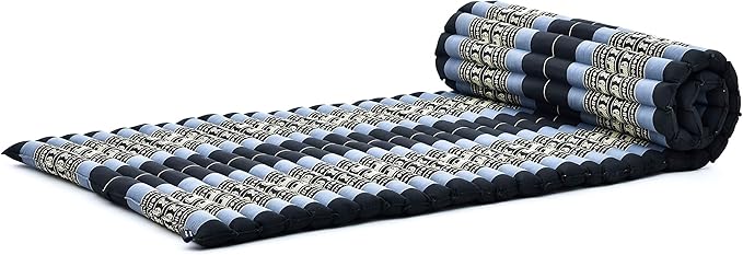 Leewadee - Foldable Floor Mattress - Japanese Roll Up Futon -Trifold Tatami Mat- Guest Floor Bed - Camping Mattress - Thai Massage Mat, Kapok Filled, 75 x 28 inches, Blue