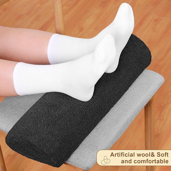 Sintuff Recliner Leg Rest Cushion Sofa Footrest Pillow with Cover Half Moon Bolster Pillow Under Knee Pillow for Sleeping On Back Alleviating Pain, 19.7 x 8 x 3.5 Inch (Black)