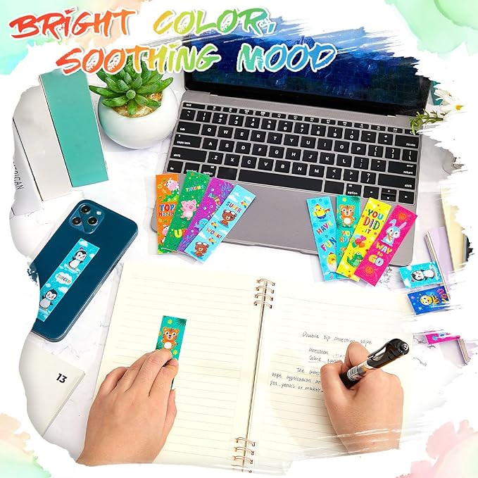 Gersoniel 72 Pcs Anxiety Sensory Stickers Strips Adhesive Textured Mental Health Calm Stickers Mindfulness Fidget Decals Stress Anxiety Relief Items for Therapy Office Desk Counselor(Animals)