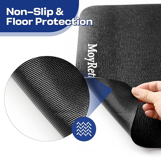 MoyRetty Non-Slip Workout Mat for Under Desk Elliptical(23.6x15.7 inches), Ellipse Leg Exerciser Machine Mat, Suitable for Electric Seated Foot Pedal Exerciser, Stability and Floor Protection