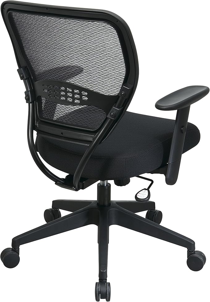 Space Seating 55 Series Professional Dark Air Grid Back Adjustable Office Desk Chair with Built-in Lumbar Support, Black