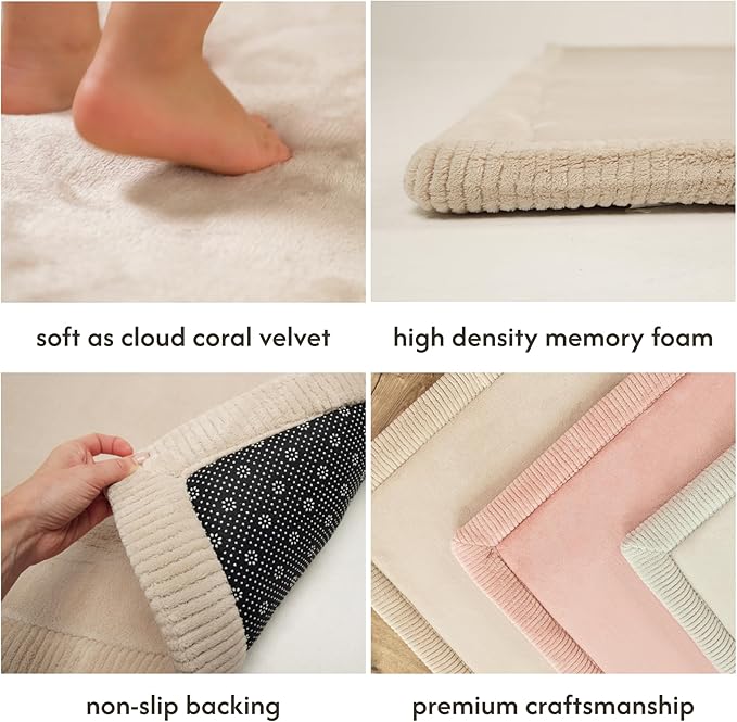 Hakuna Matte CloudSoft Baby Play Mat for Floor 60" x 80" Beige – Coral Velvet Memory Foam Rug for Crawling & Cozy Play – Non-Slip, Water-Resistant, Easy-CareTummy Time Mat, Playmat for Playpen