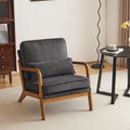 Karl home Mid-Century Modern Accent Chair, Living Room Chairs with Pillow Corduroy Upholstered Lounge Armchair with Solid Wood Frame & Soft Cushion for Bedroom, Reading Room, Dark Gray