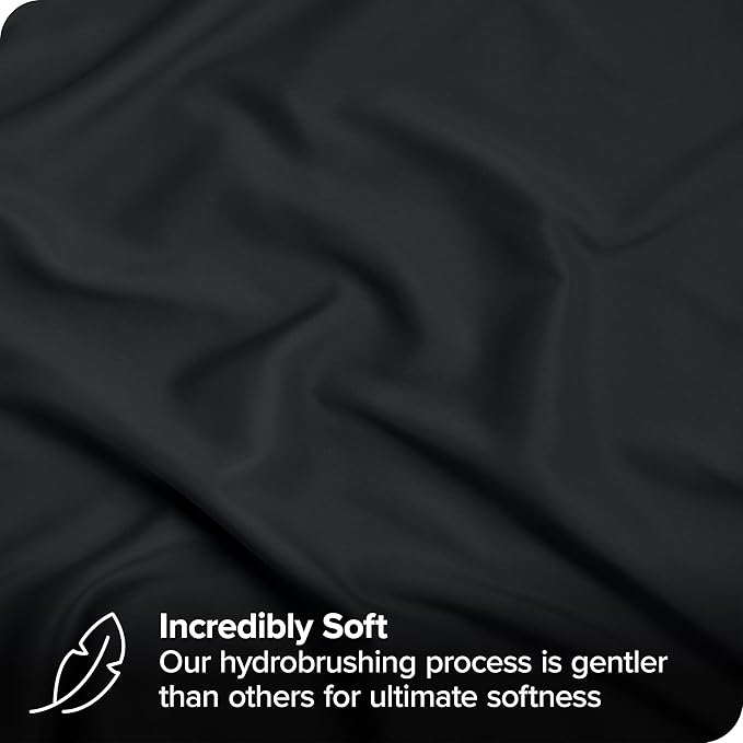Bare Home Bed-in-A-Bag 7 Piece Comforter & Sheet Set - Full XL - Goose Down Alternative - Ultra-Soft 1800 Premium Bed Set (Full XL, Black/Black)