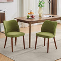 ElfinAura Dining Chair Set of 2, Linen Upholstered Dining Chair with Wood Legs, Wing Backrest, Wooden Kitchen Chair, Kitchen Chairs with Thick Cushions for Dining Room, Living Room, Green