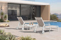 PURPLE LEAF Outdoor Chaise Lounge Set Adjustable Sunbathing Recliner with Armrest and Side Table for Poolside Beach Outside Patio Aluminum Chaise Lounger Khaki
