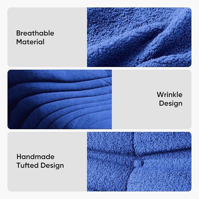 cebihy Premium Quality Fireside Togo Sofa Bean Bags Chair for Adults Giant BeanBag Chairs Floor Couch for Living Room Bedroom Dorm Office, Compression Togo Couch, No Assembly Required, Bright Blue