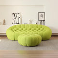 JACH Bubble Sofa with Ottoman, Curved Couch, Comfy Upholstered Sofa, Mesh Fabric 3D Honeycomb Shape Modern Couch for Living Room, Office, Apartment, Small Space (Fluorescent Green)